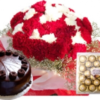 Carnations, sweets, cake