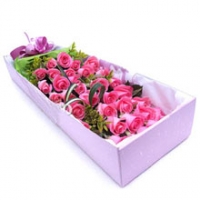 24 Pcs. Pink Roses in a beautiful box