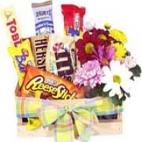 Flowers + chocolate basket
