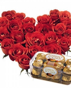 heart roses w/ferrero