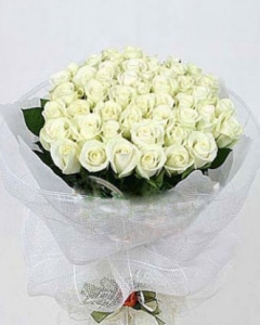 60 white roses bunch