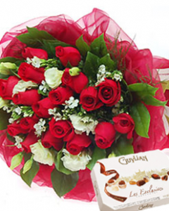 24 Red Roses & Guylian Chocolate