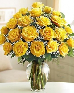 Bright Sunshine - Yellow Roses With Vase